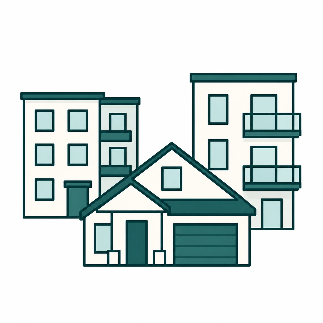 Einfamilienhaus, Mehrfamilienhaus und Eigentumswohnung